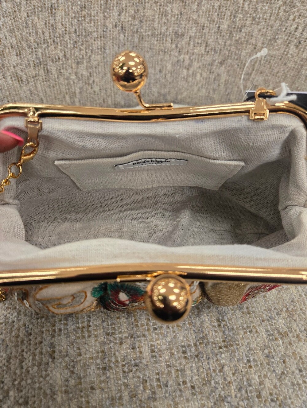 Haute Hippie Embroidered Sequin Floral Clutch Handbag - Picture 4 of 4